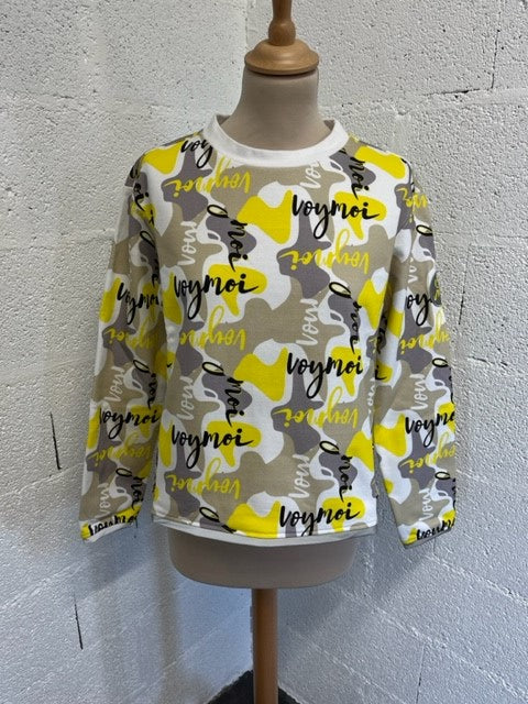 PULL IMPRIME CAMOUFLAGE JAUNE