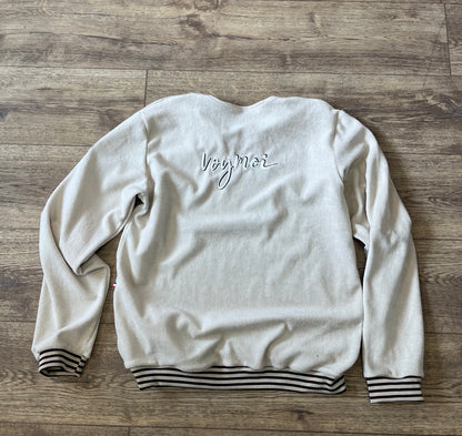 Pull velour beige Broderie phosphorescente